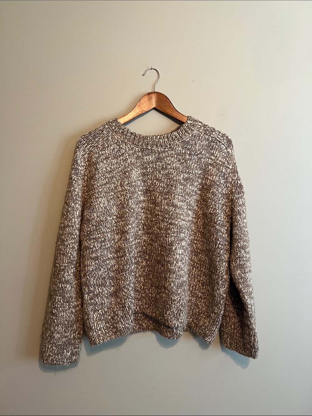 Abercrombie & Fitch Marled Taupe Crewneck Sweater